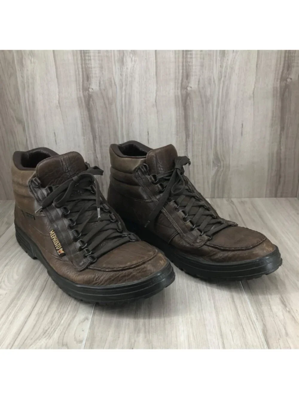 Mephisto Shoes Mens 13 Nikki Brown Leather Lace Up Comfort Hiking Shoes